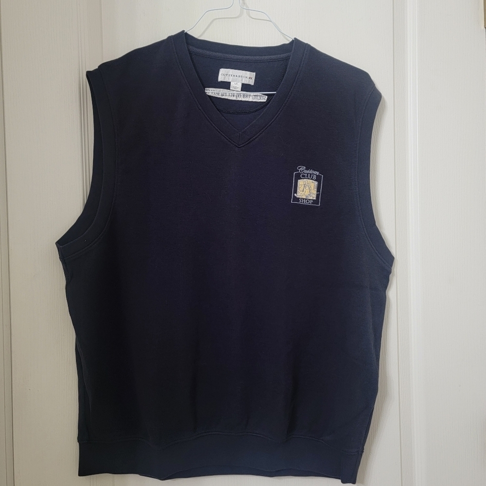 Cutter & Buck Size L Navy Blue V Neck Golf Vest, Excellent Used Condition